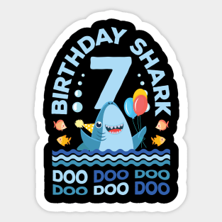 Birthday Shark Doo Doo 7th Birthday Gift Sticker